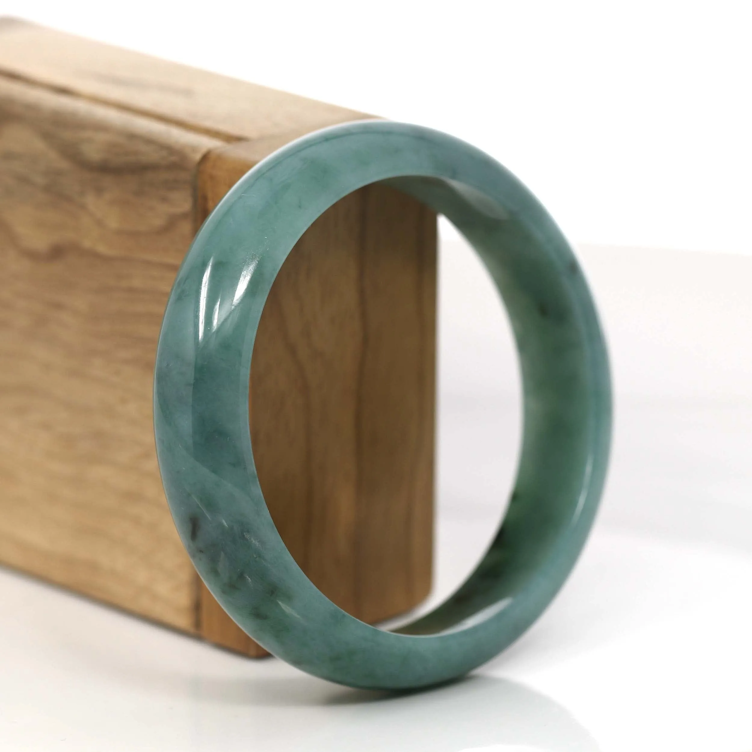 Forest Green Classic Real Jadeite Jade Bangle Bracelet (58.92mm) #896