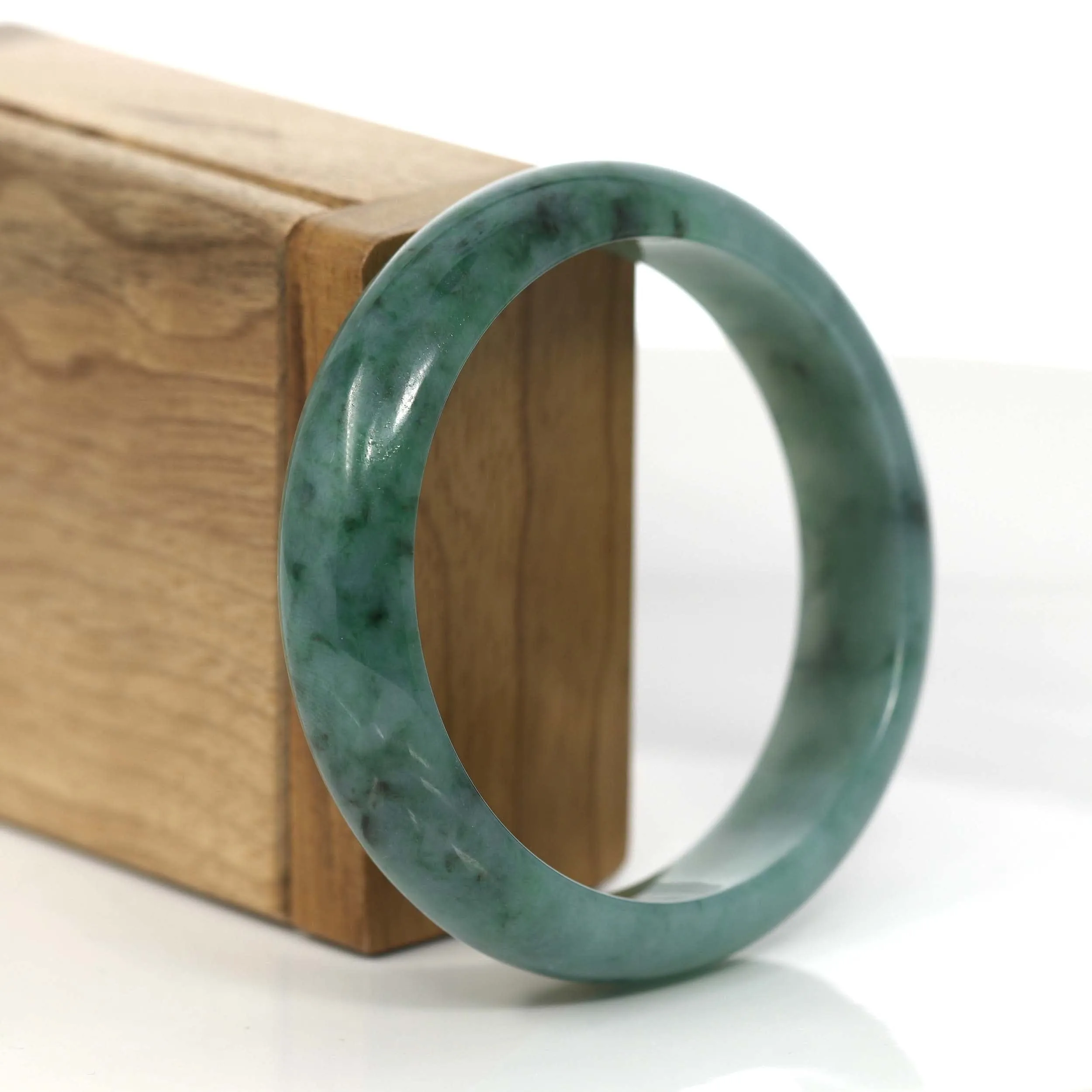 Forest Green Classic Real Jadeite Jade Bangle Bracelet (58.92mm) #896