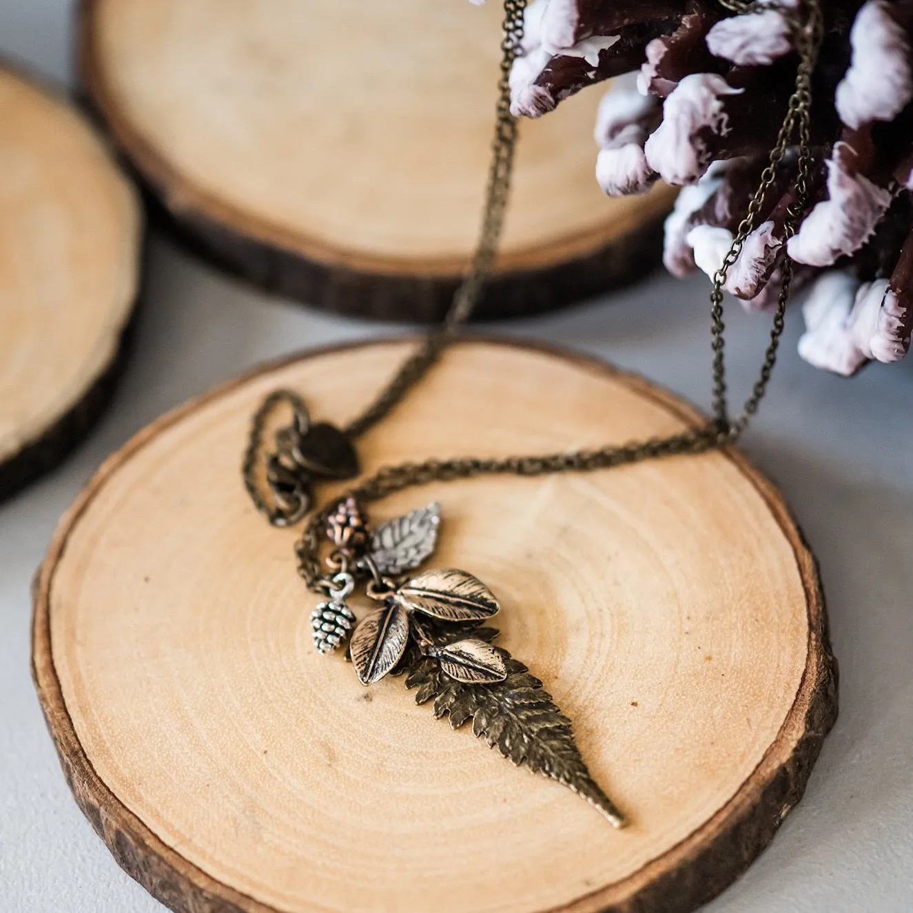 Forest Necklace - Mixed Metals Fern & Leaves