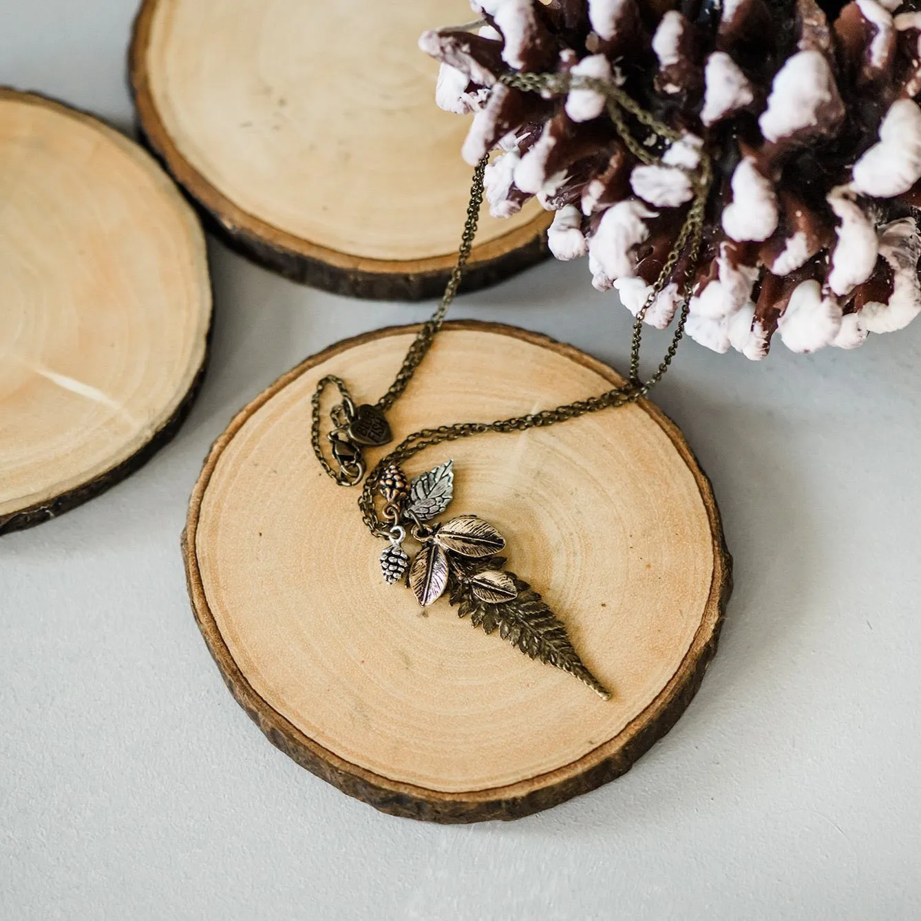 Forest Necklace - Mixed Metals Fern & Leaves