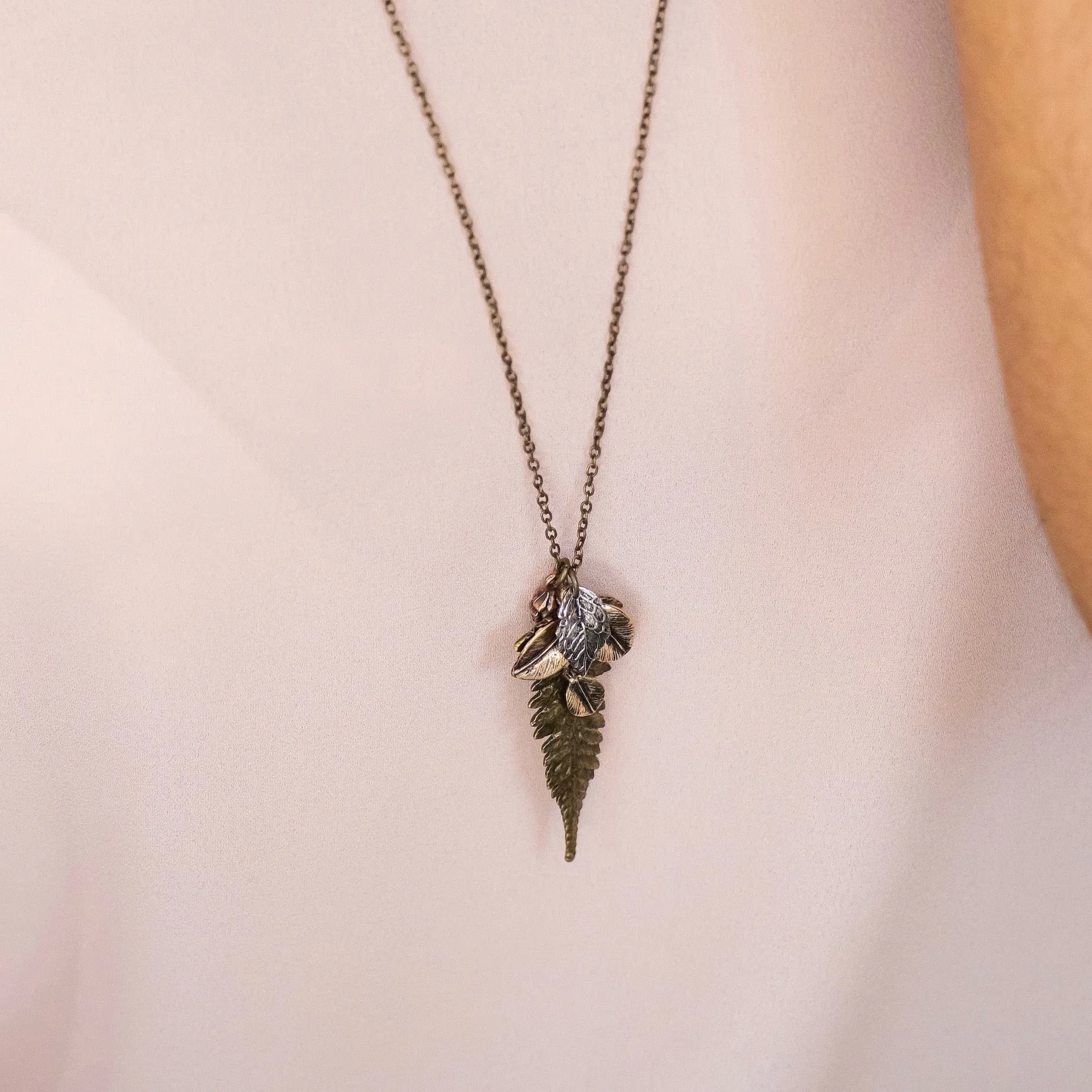 Forest Necklace - Mixed Metals Fern & Leaves