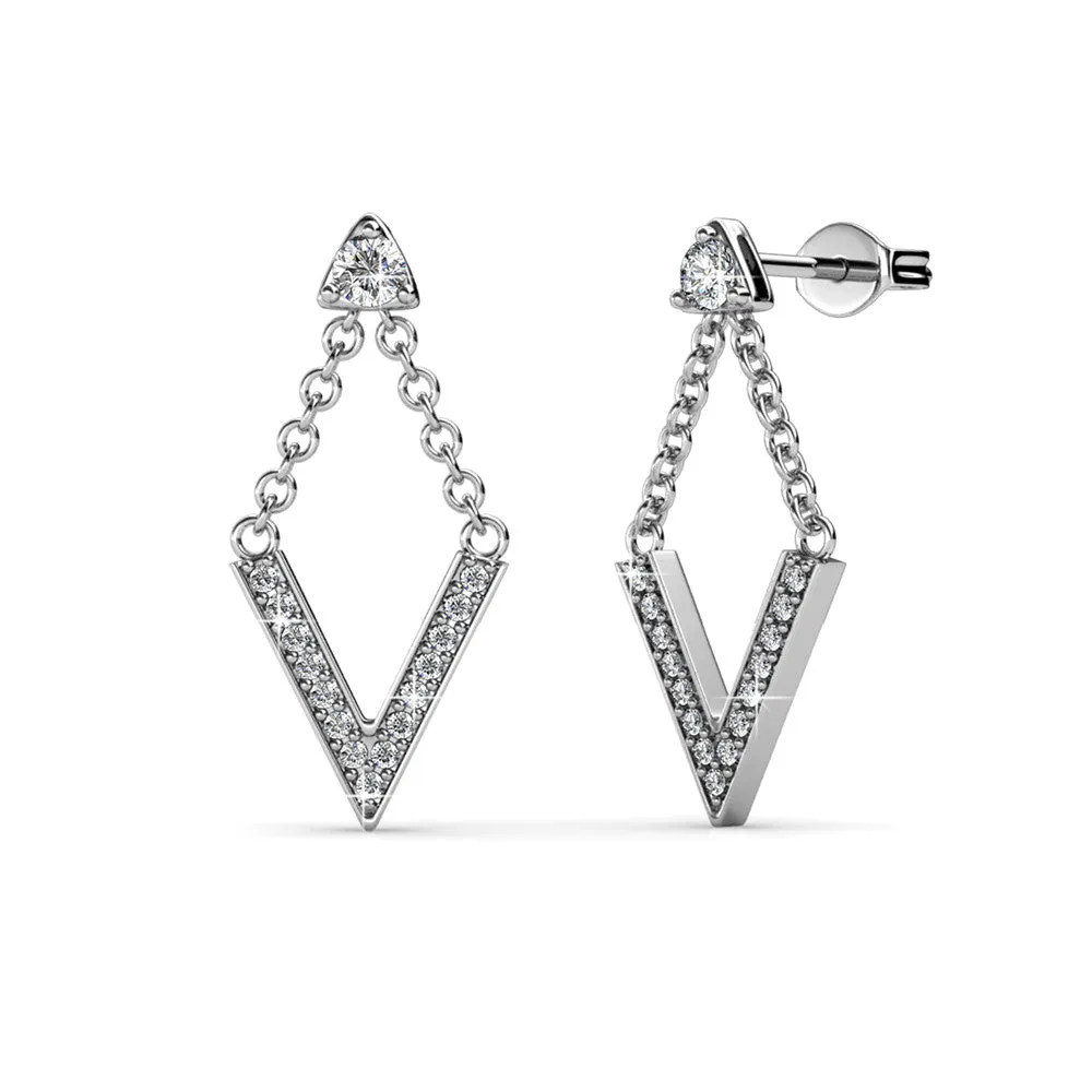 Francesca Incredible 18k White Gold Plated Drop Earrings with Swarovski Crystals