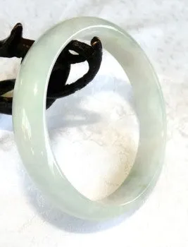 Free Your Spirit White Translucent Grade A Jadeite Bangle Bracelet 59mm (BB2619)