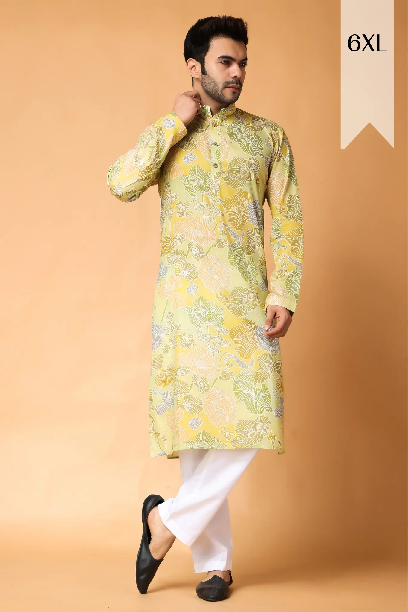 Fresh Lime Mulmul Kurta Pajama