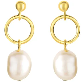 Freshwater Cultured Baroque Pearl Dangle Earrings in Yellow-Tone Sterling Silver