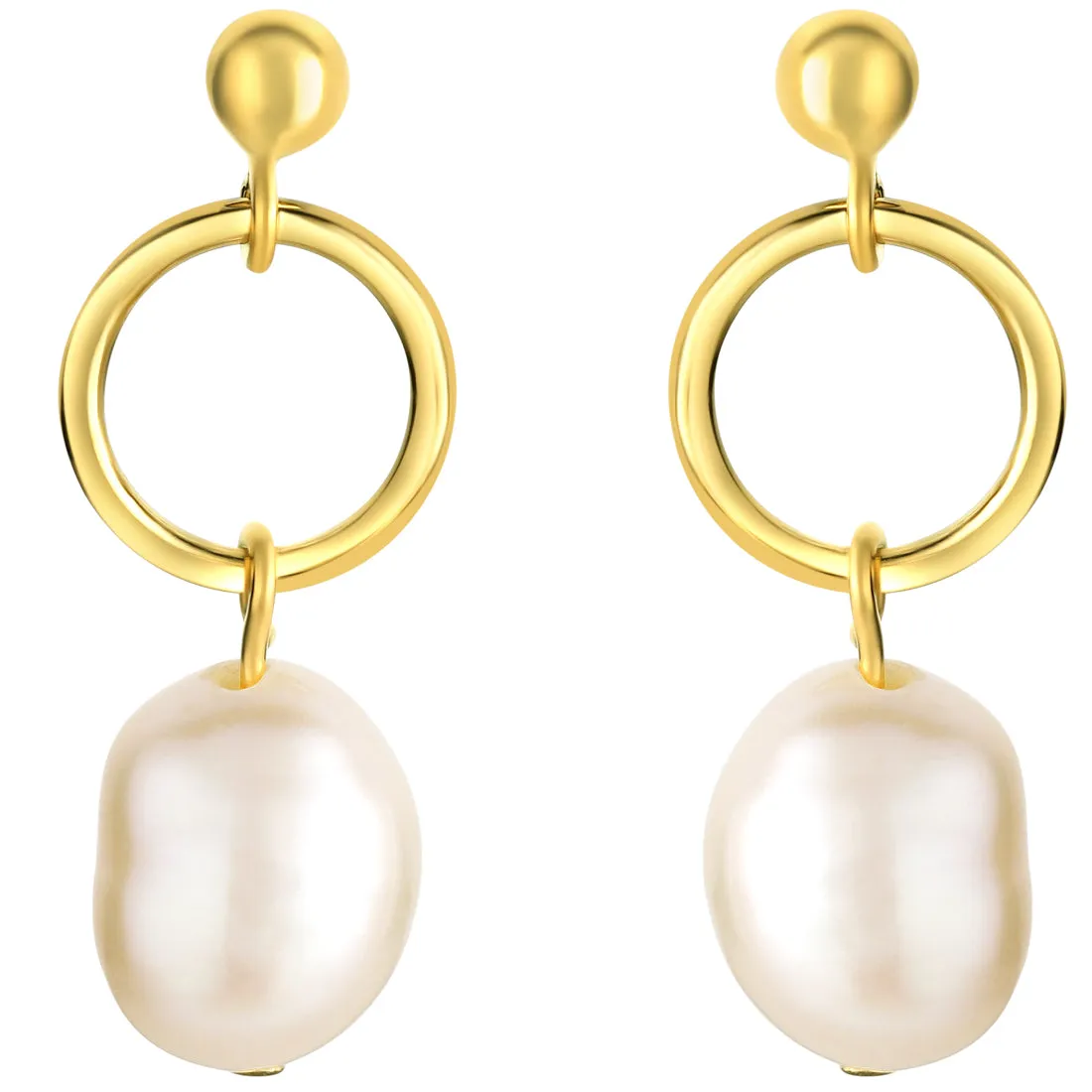 Freshwater Cultured Baroque Pearl Dangle Earrings in Yellow-Tone Sterling Silver