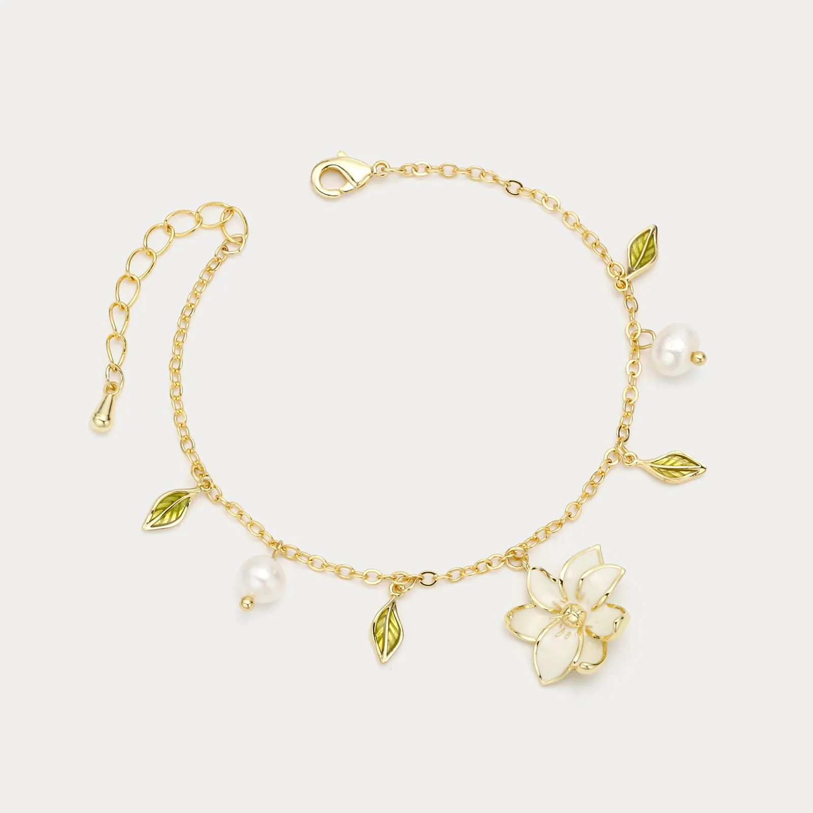 Gardenia Pearl Charm Bracelet