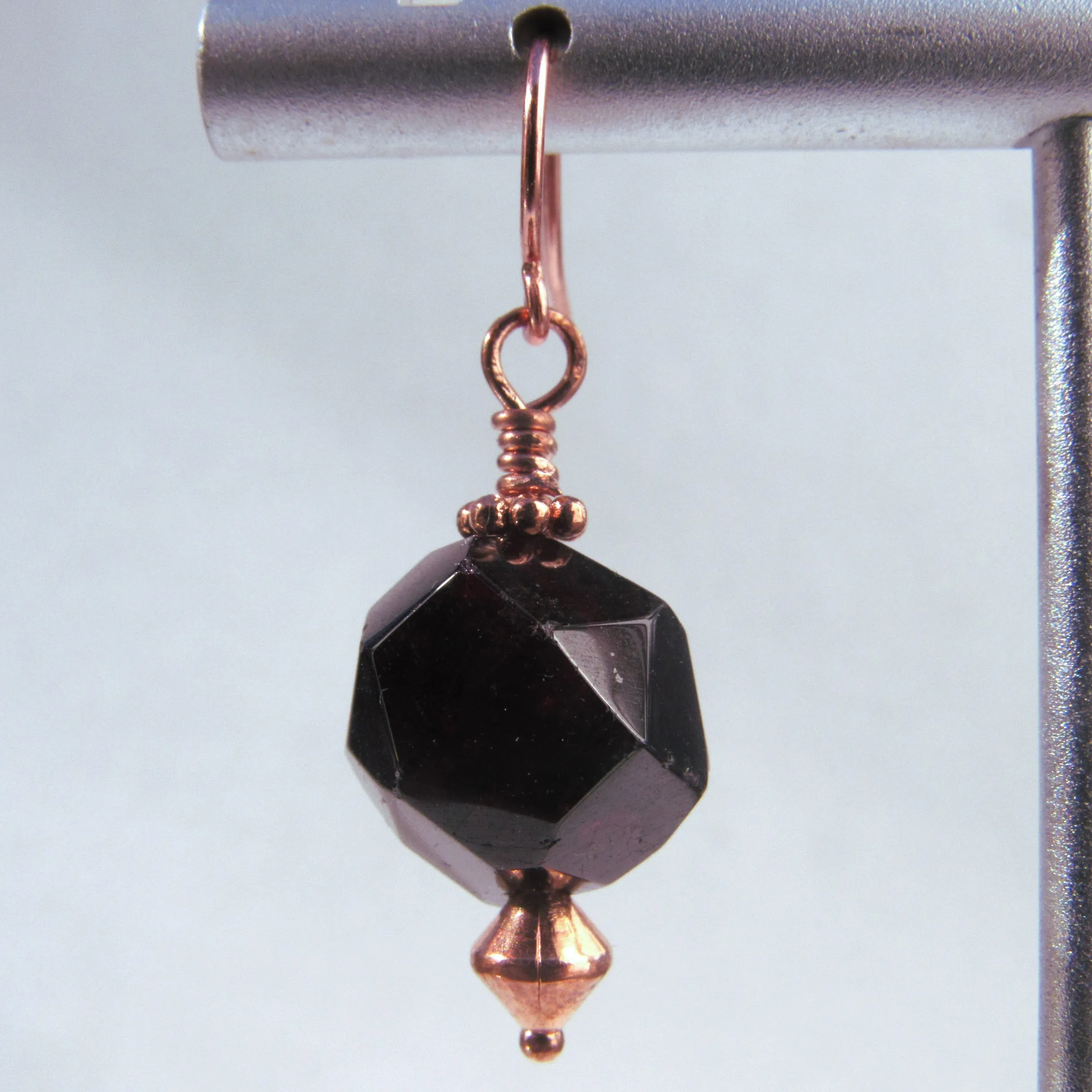 Garnet gemstone on Copper Ear Wire Drop Earrings