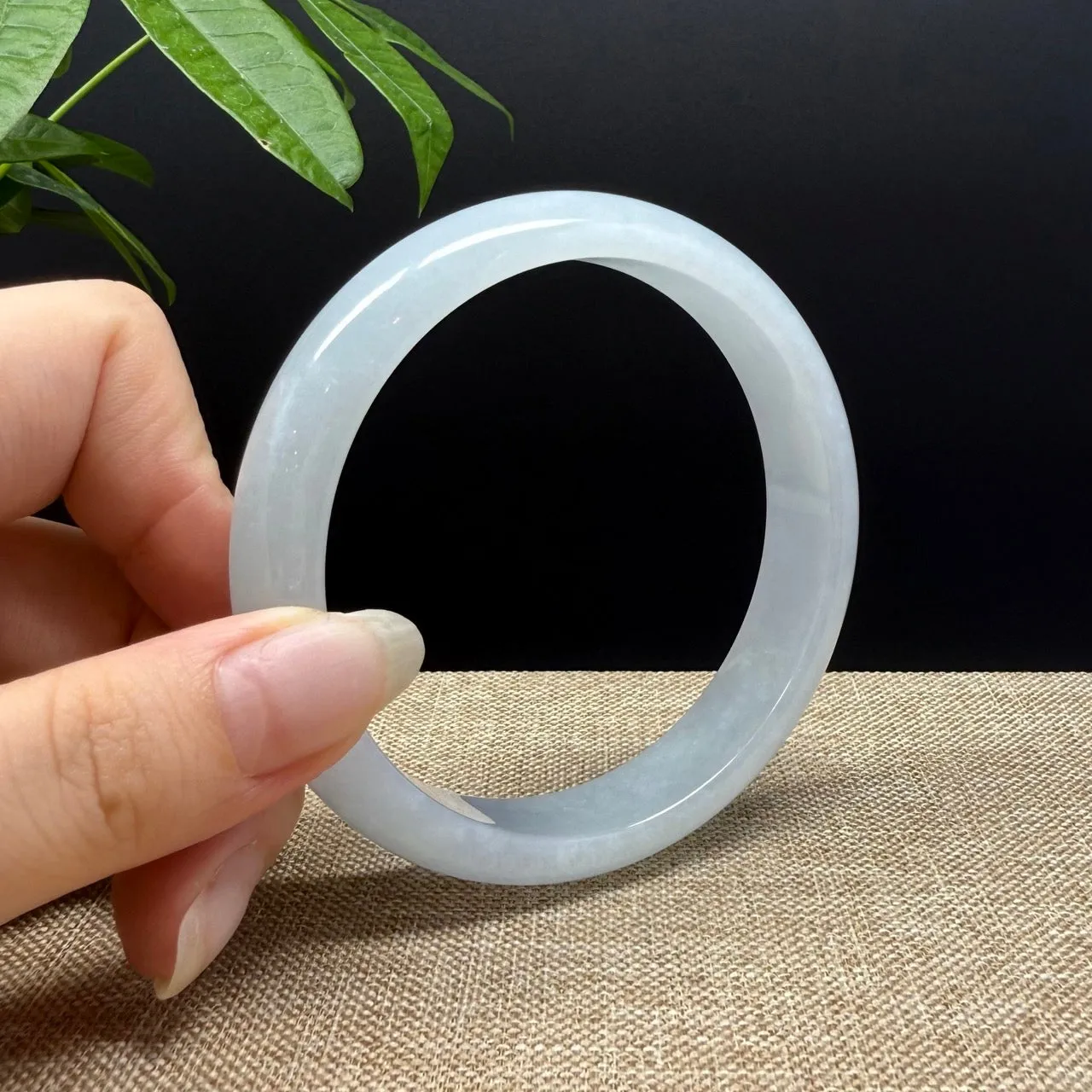 Genuine Burmese  Lavender Green Jade Jadeite Bangle Bracelet ( 65mm )