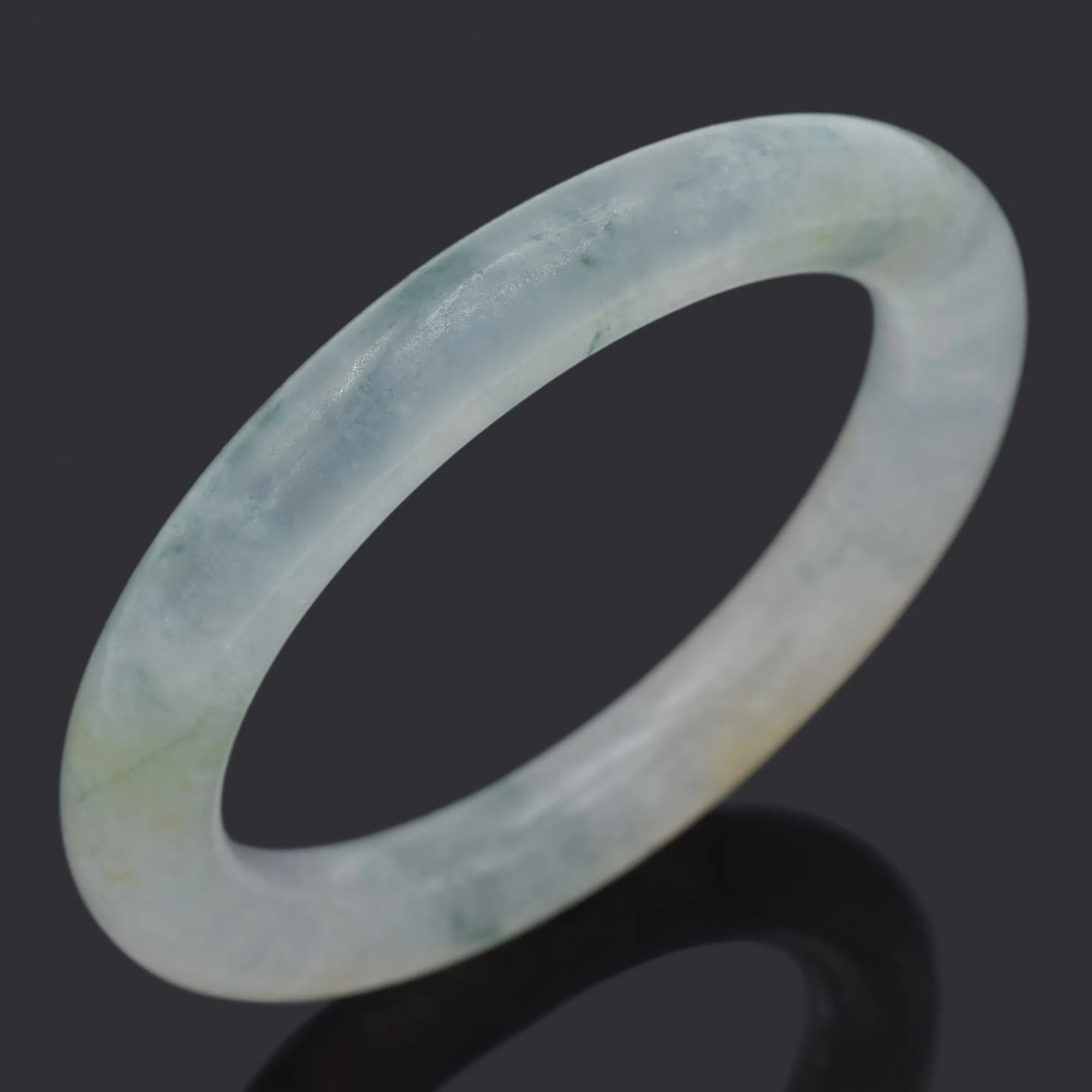 GIA Certified Translucent Mottled Green Jadeite Jade Bangle Bracelet