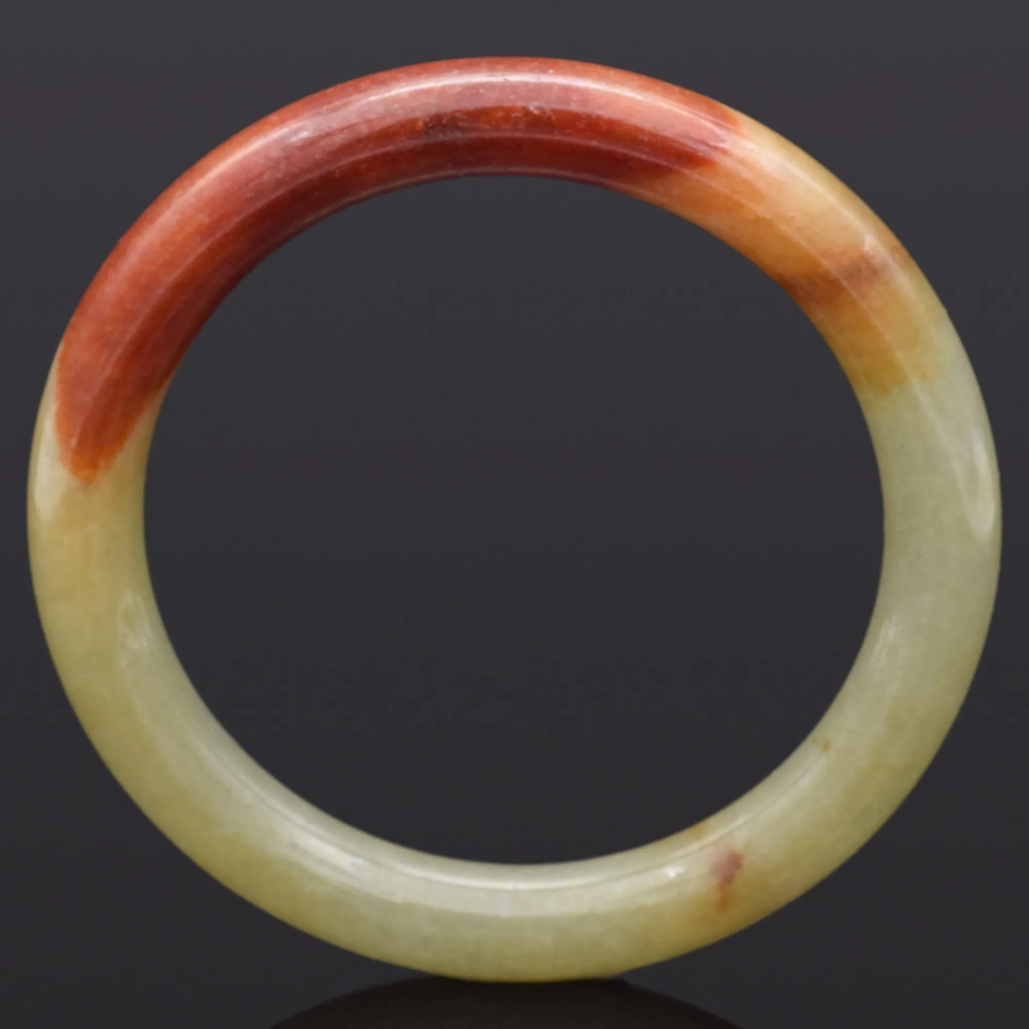 GIA Variegated Yellowish Green & Reddish Brown Jadeite Jade Bangle Bracelet