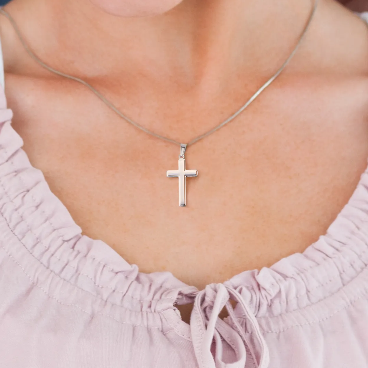 Gift For Granddaughter, Confirmation or Baptism Proud of Who You Are Stainless Steel Cross Necklace