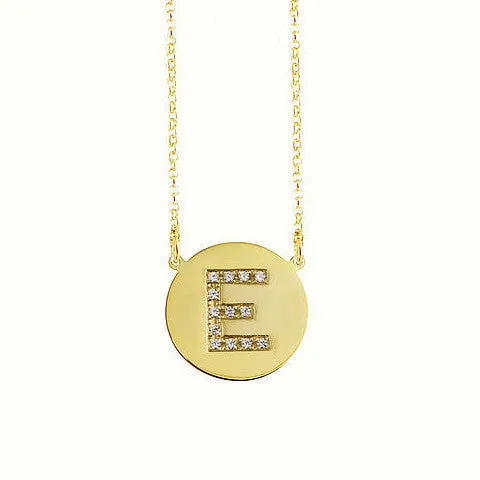 Gold Disc CZ Initial Necklace-Kourtney Kardashian-Jessica Simpson