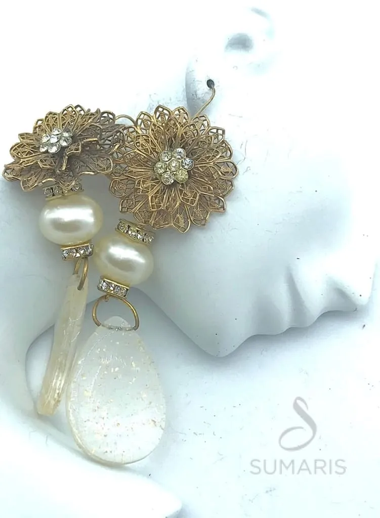 GOLD MUMS OOAK STATEMENT EARRINGS