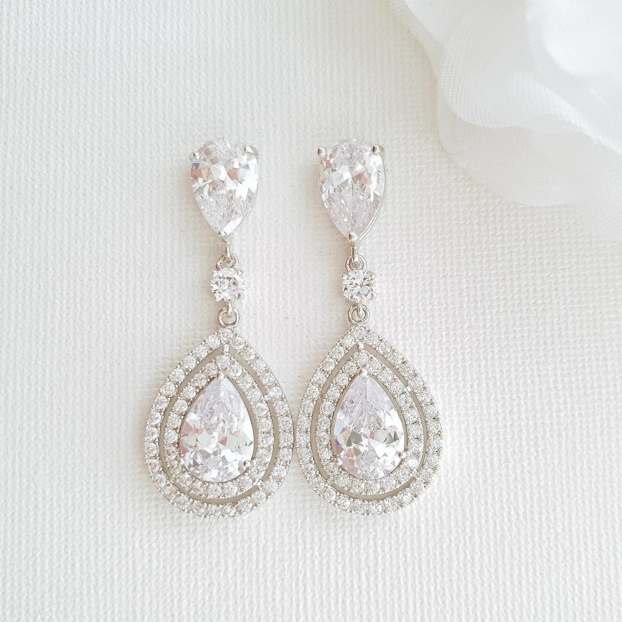 Gold Teardrop Earrings for Weddings- Joni