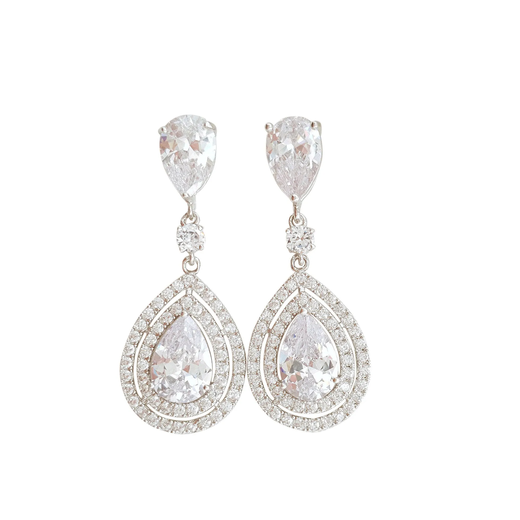 Gold Teardrop Earrings for Weddings- Joni