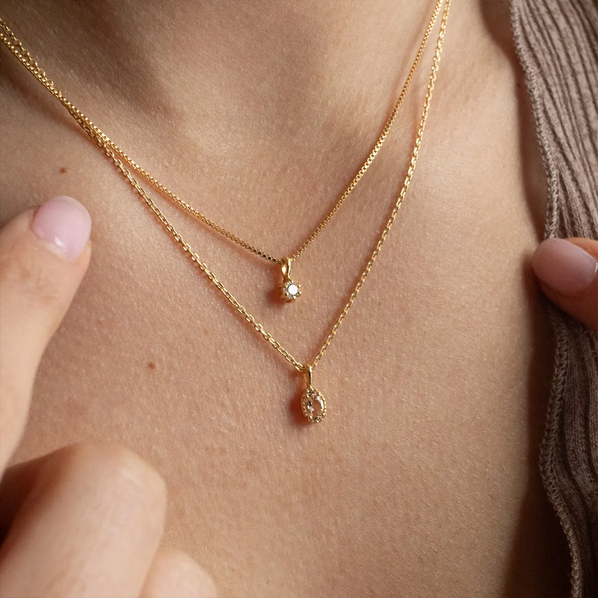 Gold Vermeil Oval Milgrain Edge Morganite Necklace