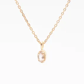 Gold Vermeil Oval Milgrain Edge Morganite Necklace