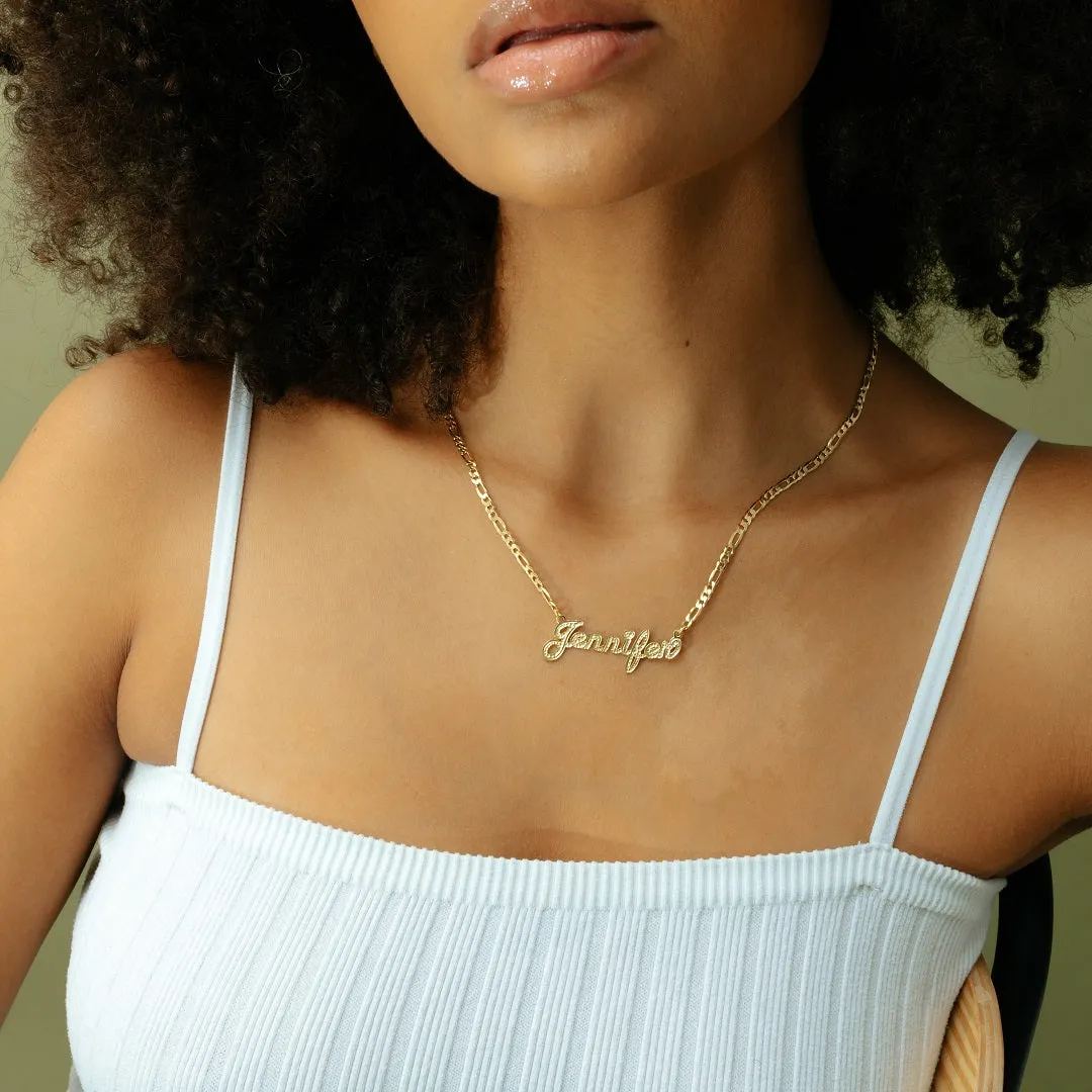 Golden Frosted Script Name Necklace