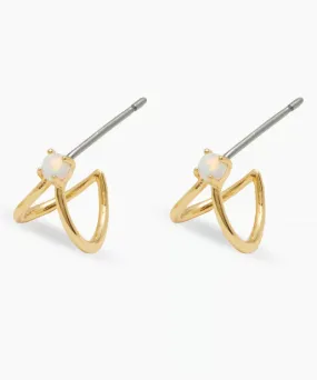 Gorjana Opalite Solitaire Double Huggies - Gold