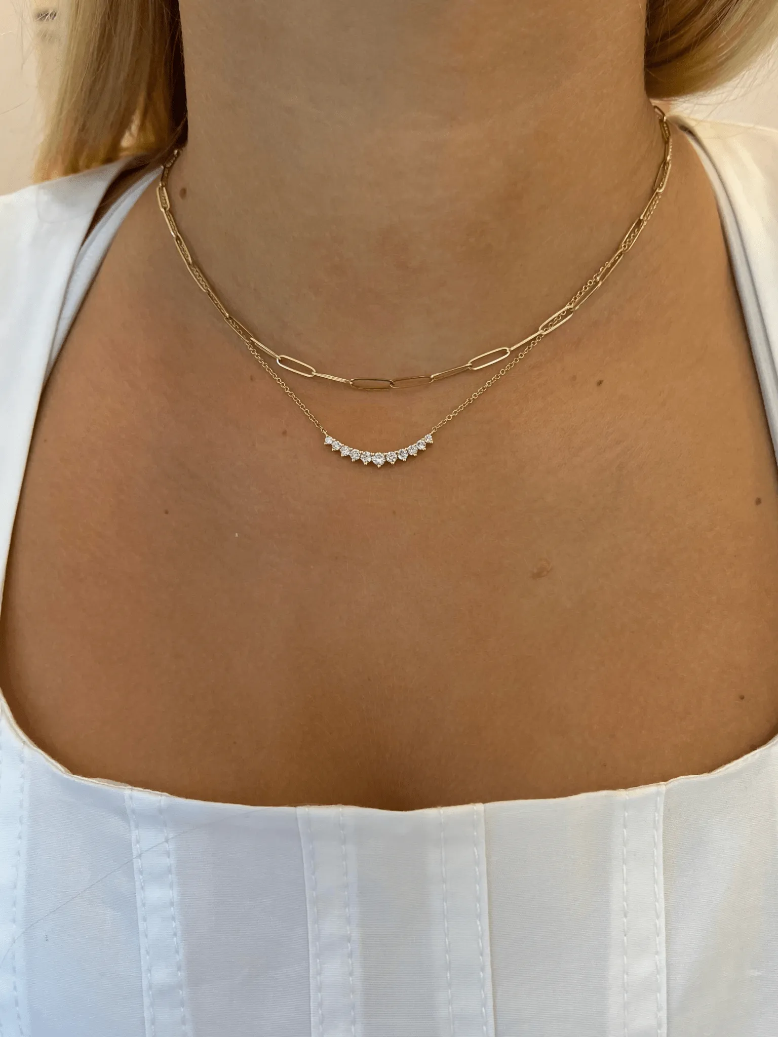 Graduated Chasing Diamonds Necklace 14K