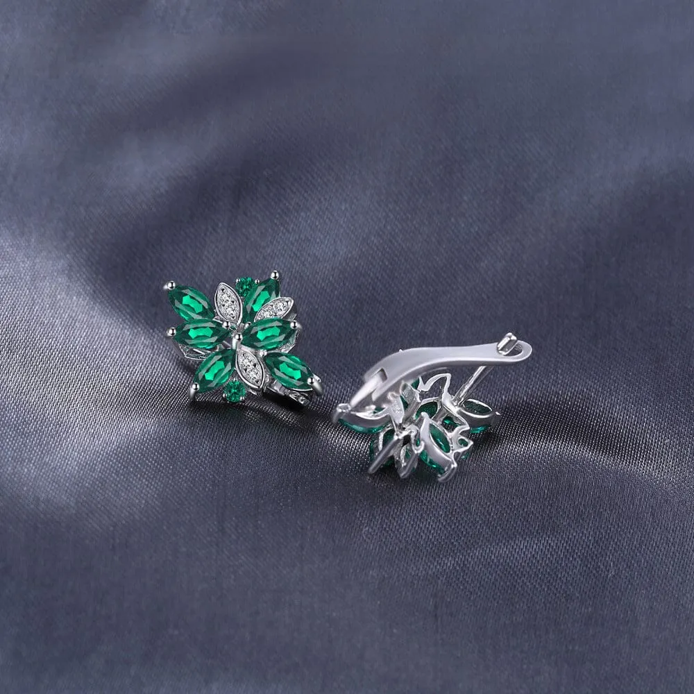 Green Nano Emerald Clip Earrings - 925 Sterling Silver