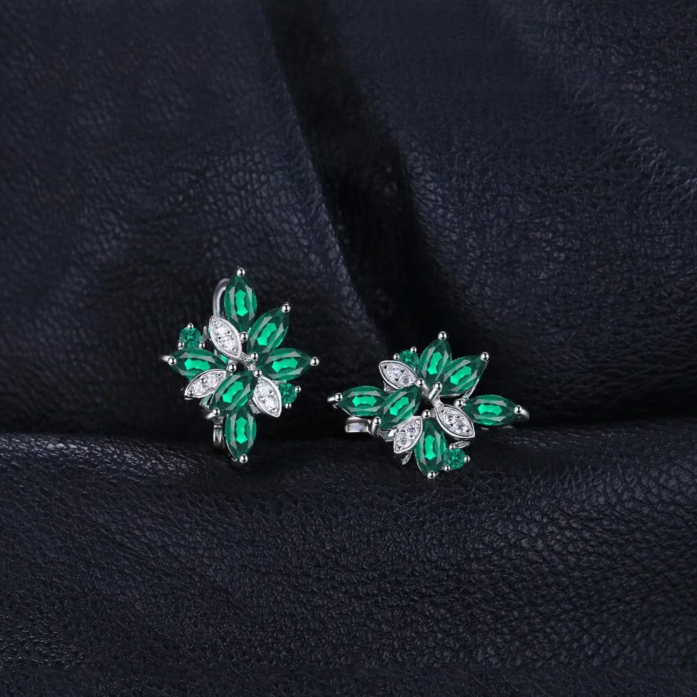 Green Nano Emerald Clip Earrings - 925 Sterling Silver