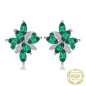 Green Nano Emerald Clip Earrings - 925 Sterling Silver