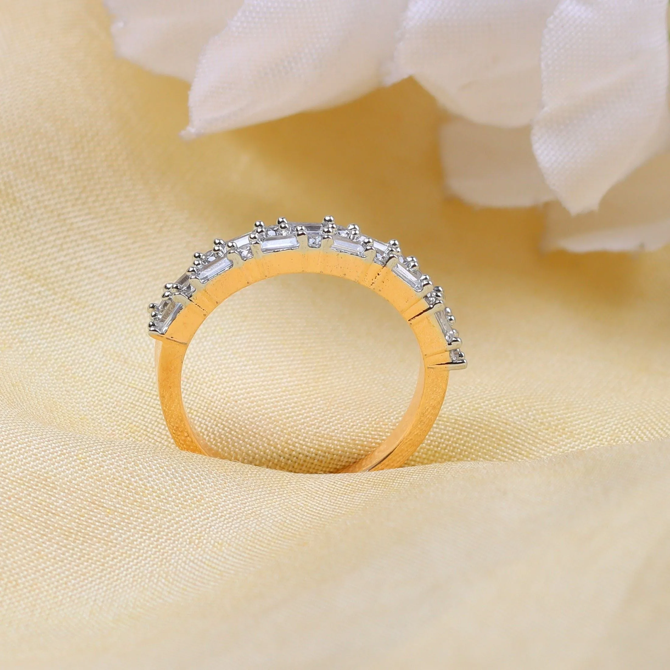 G.Silver Golden Zircon Ring.