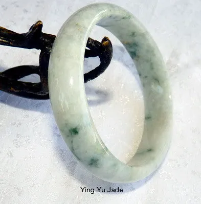 Happy Life Yang on Yin Burmese Jadeite Bangle Bracelet Grade A 57 mm (BB2950)