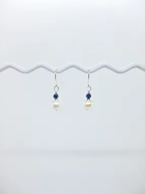 Heather: Sapphire Pearl Earrings - e701