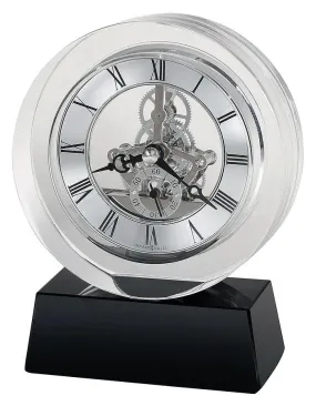 Howard Miller Fusion Skeleton Crystal Table Clock - Black Crystal Base