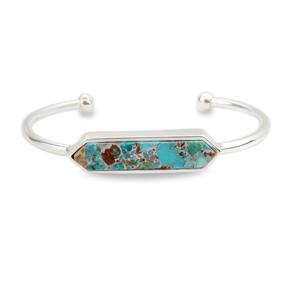 Hyacinth Silver Turquoise Cuff Bangle