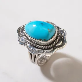 Joe Piaso Jr. Sleeping Beauty Turquoise Navajo USA Native American Made 925 Sterling Silver Ring