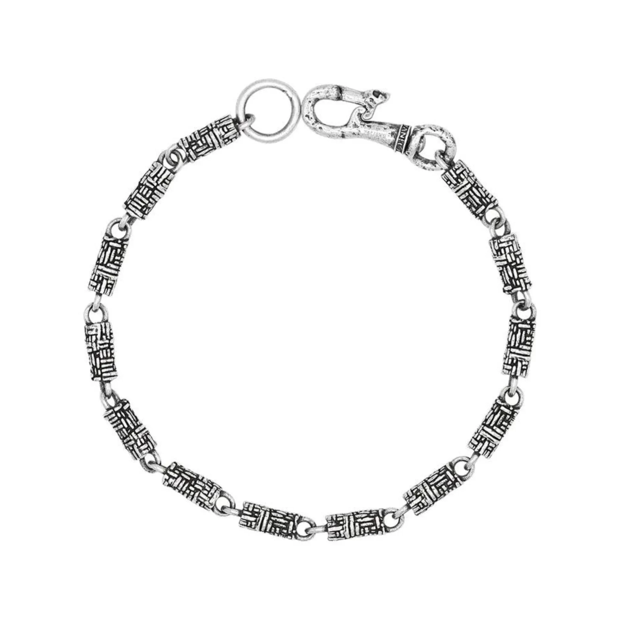 JOHN VARVATOS MEN'S STERLING SILVER SHORT LINKED TUBE BRACELET