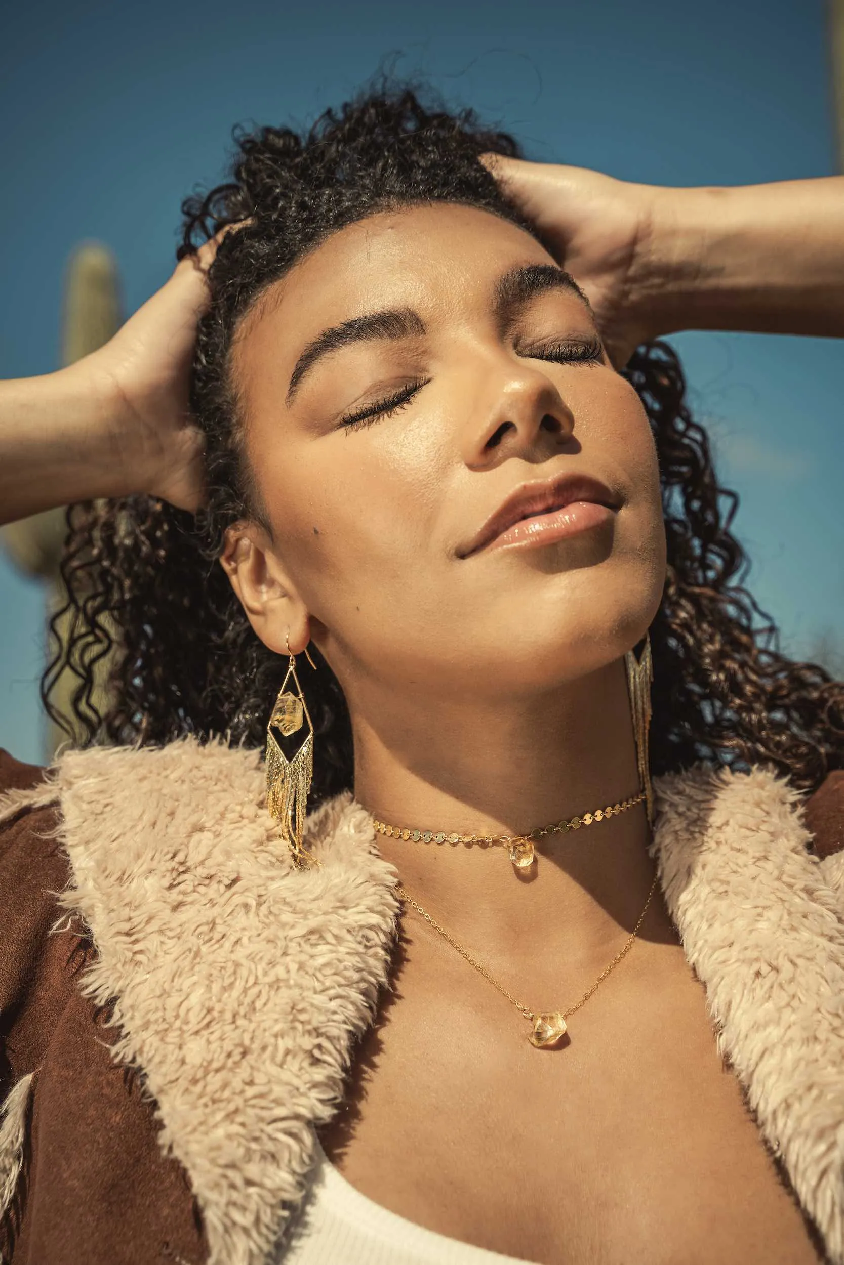 Joyful Girl Gold Fringe Citrine Earrings