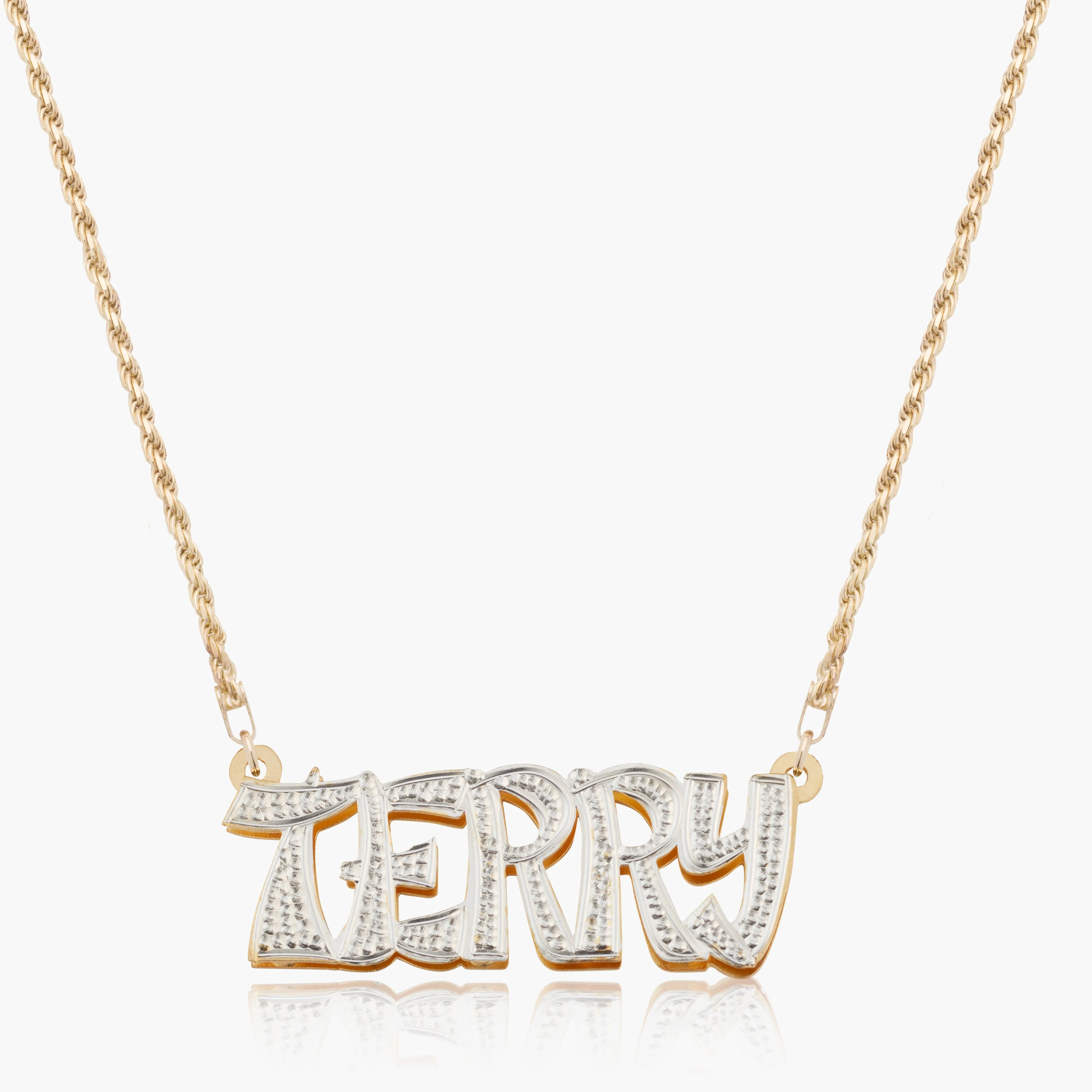 Kid's Double Plated "Take-out" Name Necklace