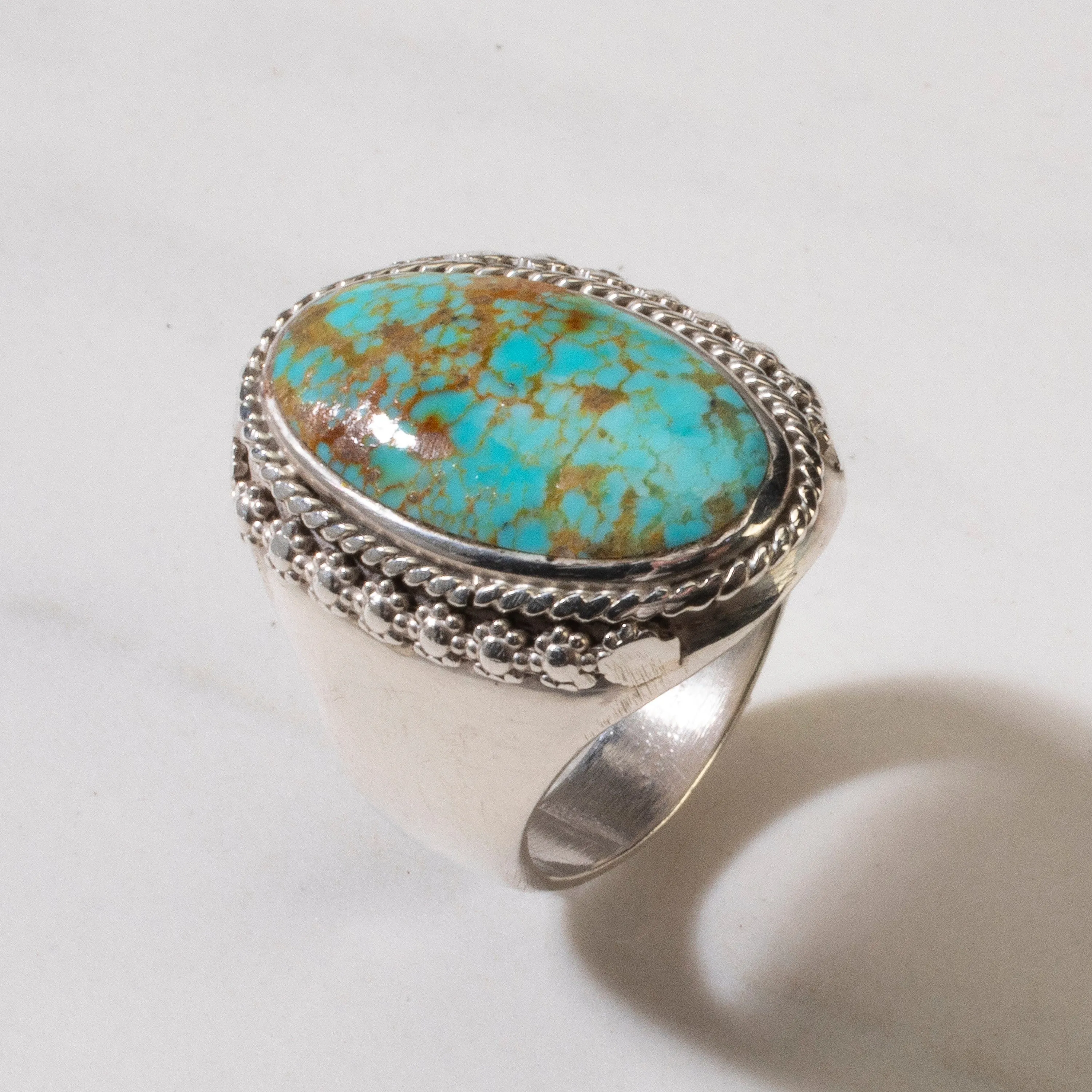 King Manassa Turquoise Navajo USA Native American Made 925 Sterling Silver Ring