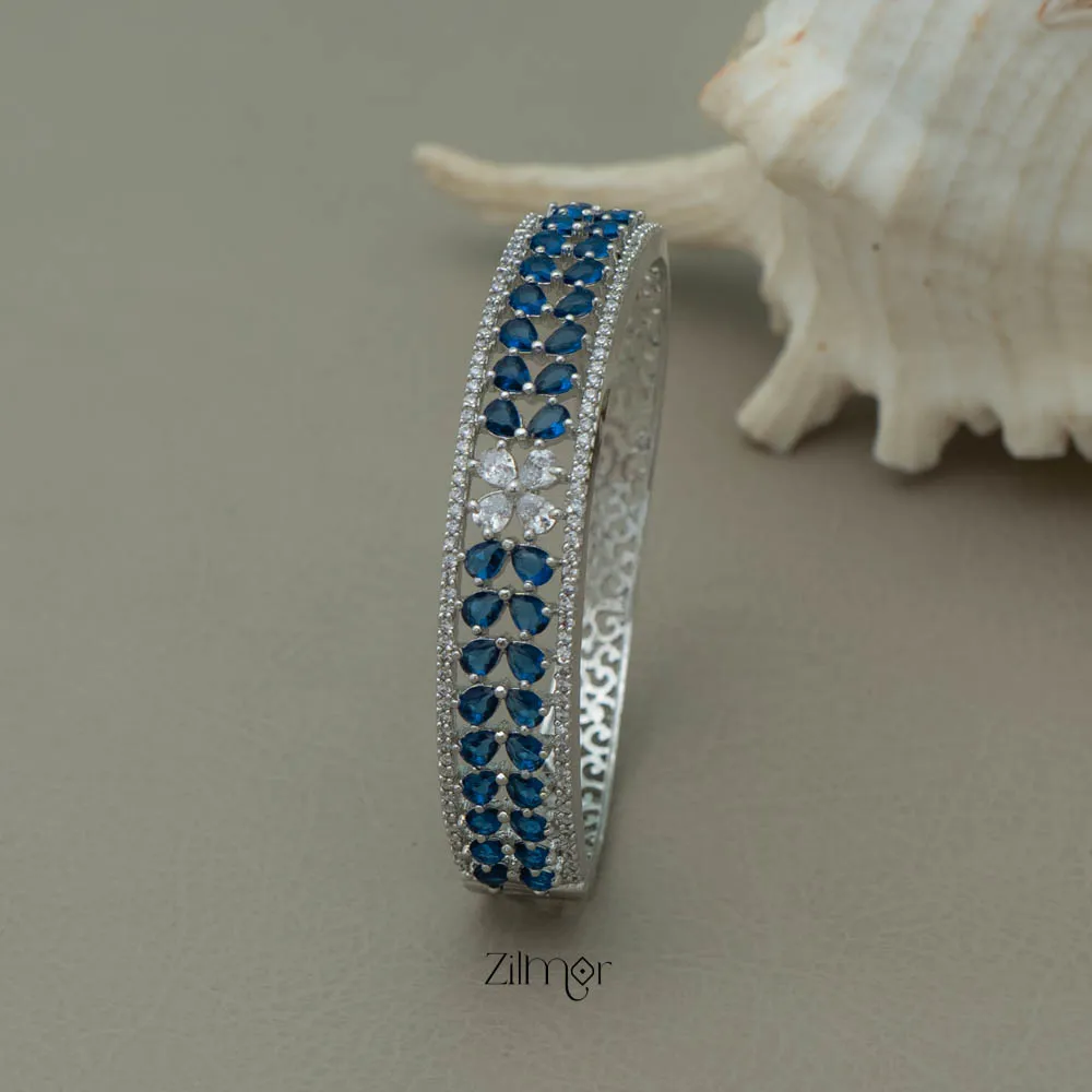 KM101355 - Silver Plated AD stone Openable Bangle