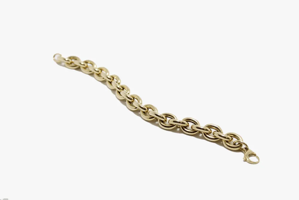  Large 14k Gold Oval Link Bracelet 