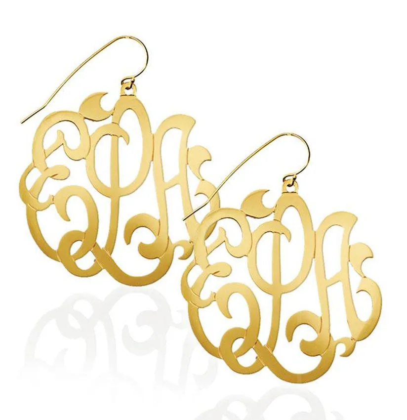 Large Monogram Dangle Earrings