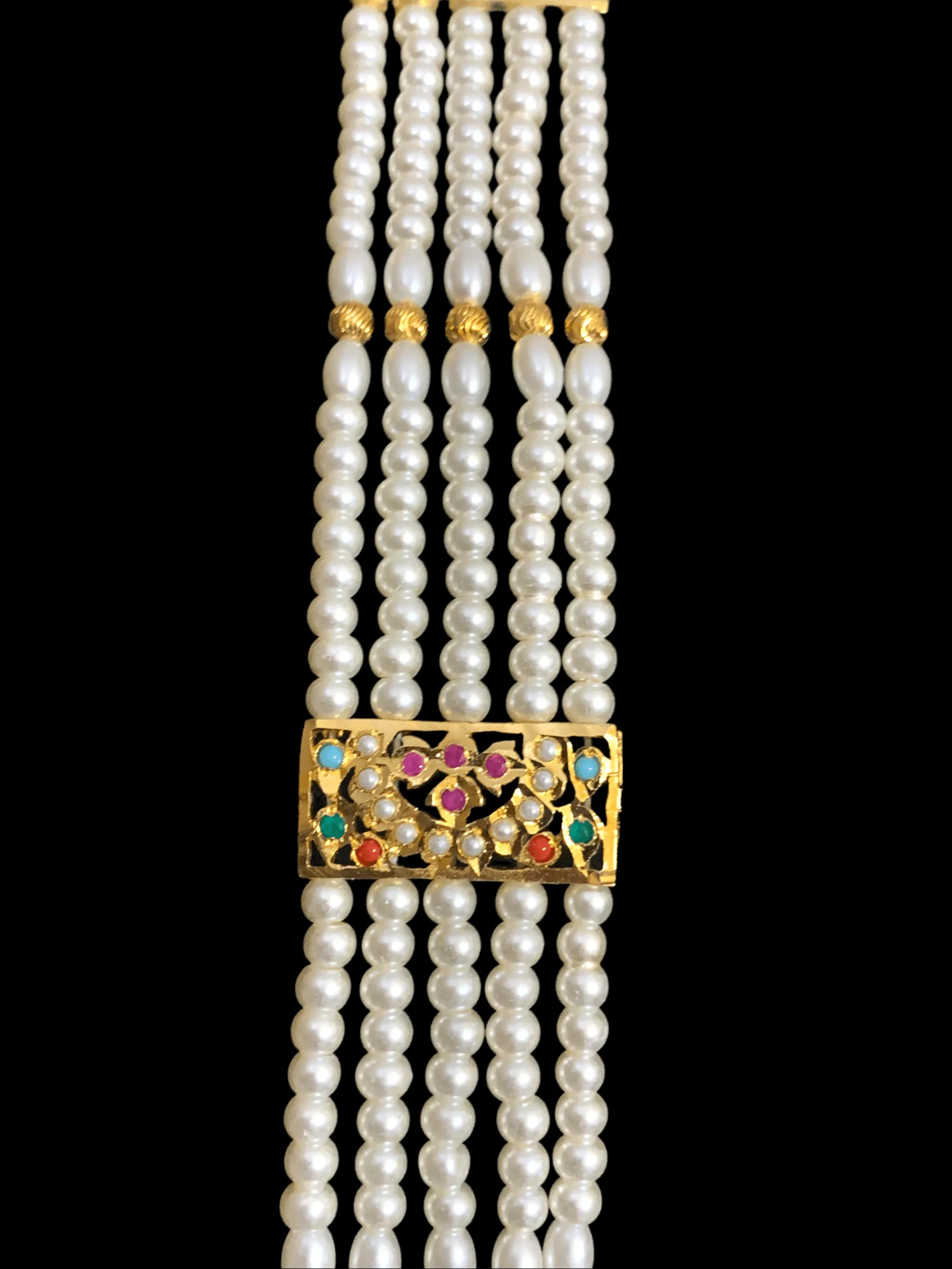 LN122 Sakshi navratan Jadau Rani haar with earrings tika ( SHIPS IN 4 WEEKS )