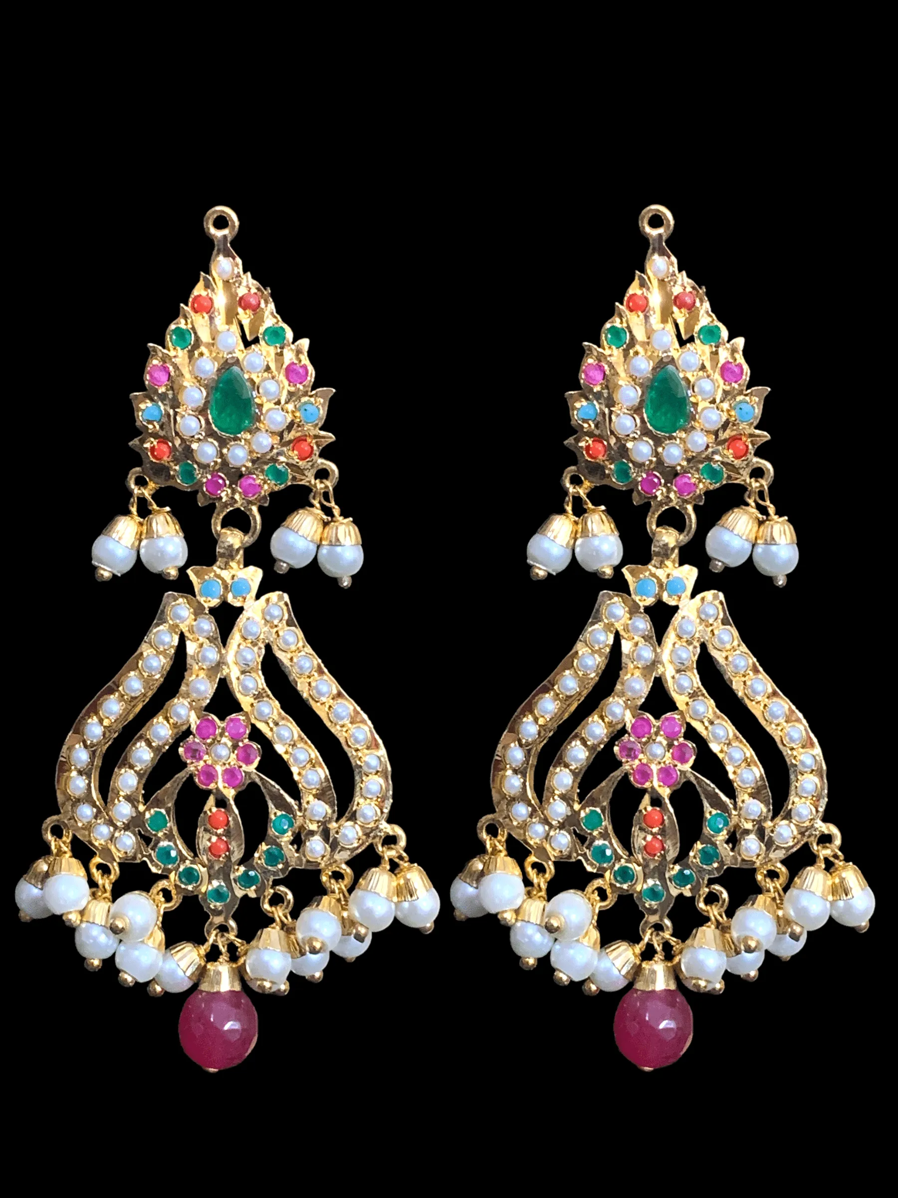 LN122 Sakshi navratan Jadau Rani haar with earrings tika ( SHIPS IN 4 WEEKS )