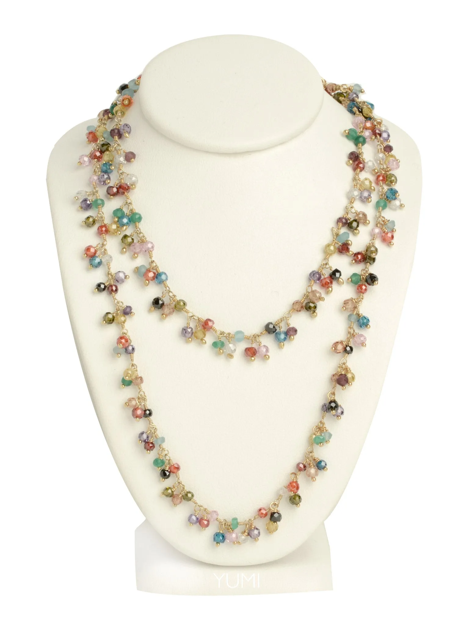 LONG Semi-Precious Gemstone Charm Necklace