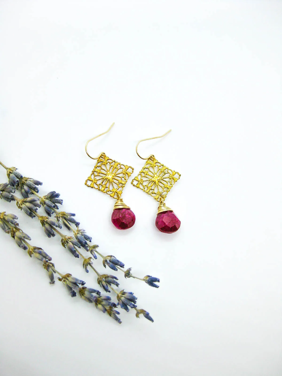 Lotus: Ruby Earrings - e667