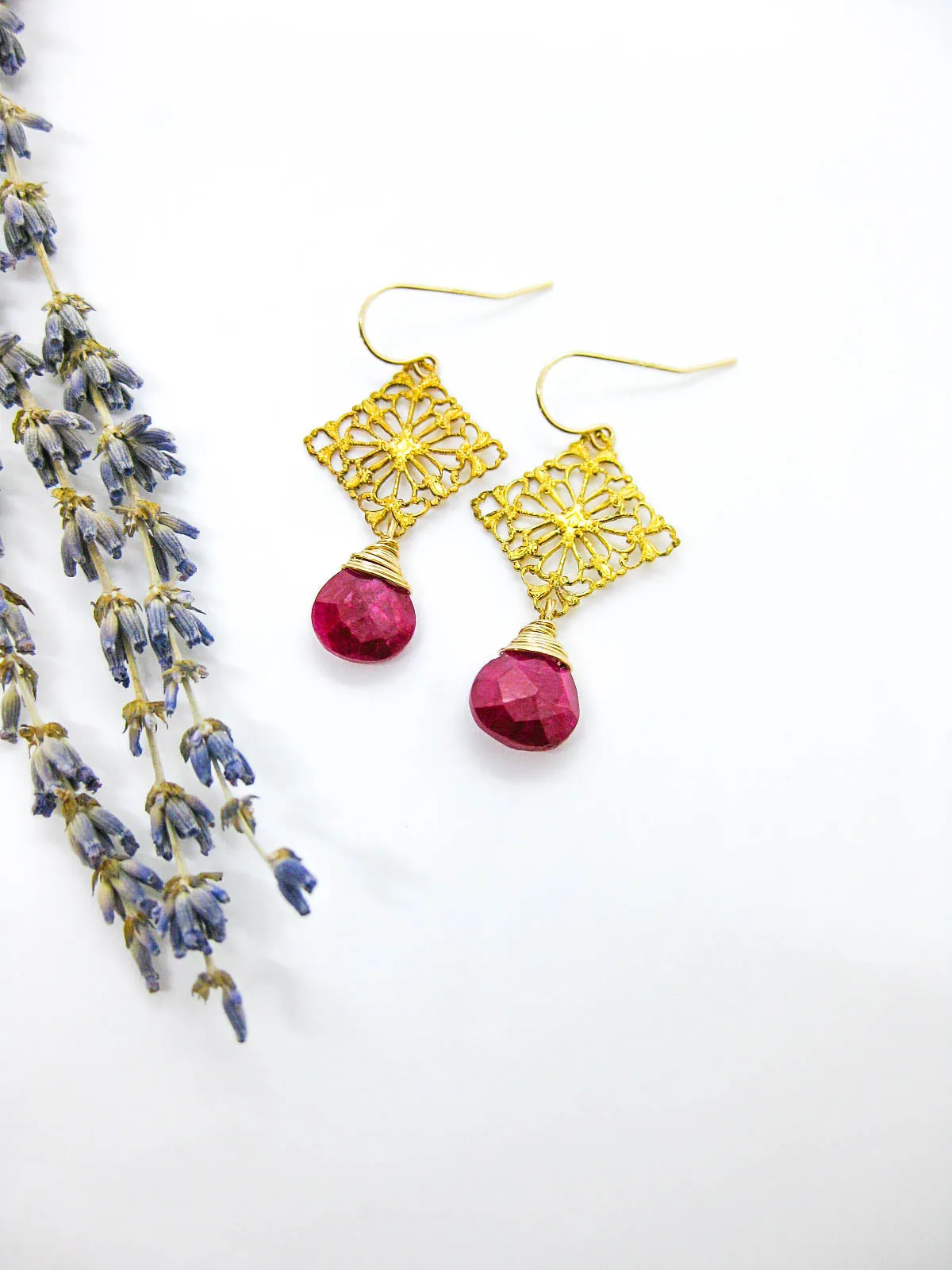 Lotus: Ruby Earrings - e667