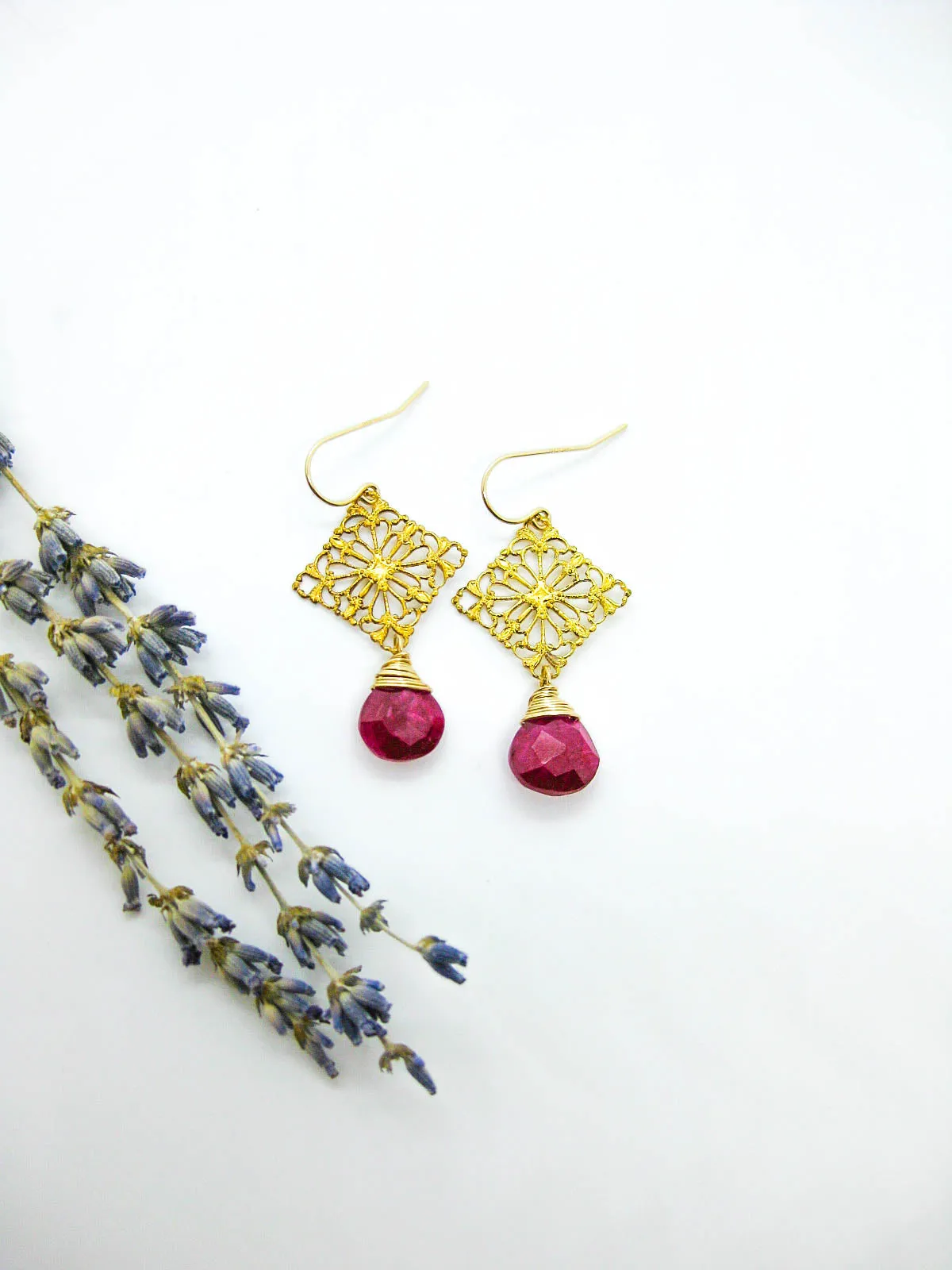 Lotus: Ruby Earrings - e667