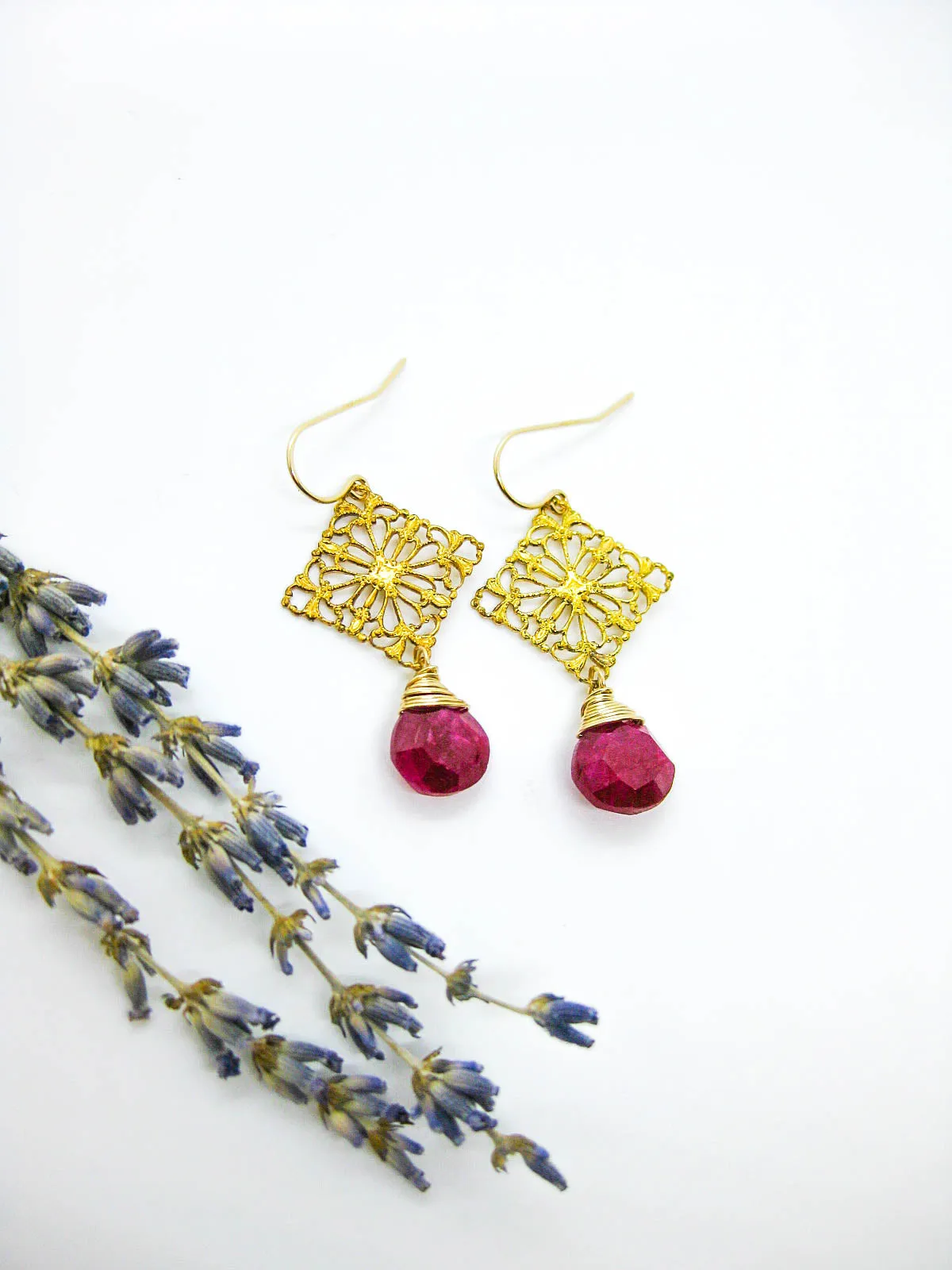 Lotus: Ruby Earrings - e667