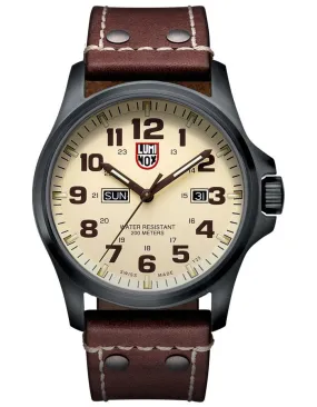 Luminox Mens Atacama Field Date Watch -  Ivory Dial - Gunmetal Case - Leather