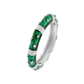 Elegant Marbled Dark Green Enamel Stacking Ring for Trendy Layered Style